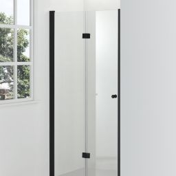 Hagser Carla drzwi prysznicowe 90 cm dwuczęściowe składane czarny mat/szkło przezroczyste HGR17000021