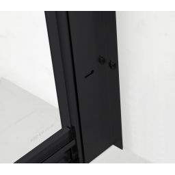 Hagser Ava drzwi prysznicowe 110 cm dwuczęściowe przesuwne czarny mat/szkło przezroczyste HGR14000021