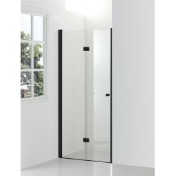 Hagser Carla drzwi prysznicowe 90 cm dwuczęściowe składane czarny mat/szkło przezroczyste HGR17000021