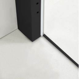 Hagser Alena drzwi prysznicowe 130 cm dwuczęściowe przesuwne czarny mat/szkło przezroczyste HGR19000021