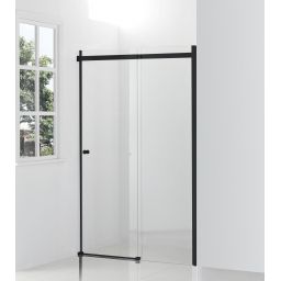 Hagser Alena drzwi prysznicowe 130 cm dwuczęściowe przesuwne czarny mat/szkło przezroczyste HGR19000021
