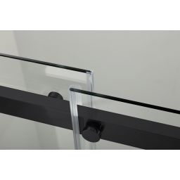 Hagser Alena drzwi prysznicowe 140 cm dwuczęściowe przesuwne czarny mat/szkło przezroczyste HGR21000021