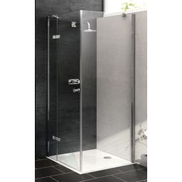 Hüppe Enjoy pure 4-kąt drzwi prysznicowe 90 cm lewe częściowo w ramie srebrny połysk/szkło przezroczyste Anti-Plaque 4T0103.092.322