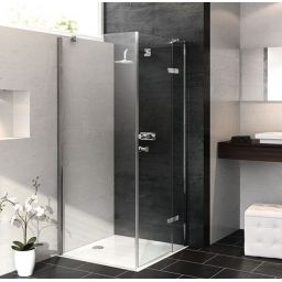 Hüppe Enjoy pure 4-kąt drzwi prysznicowe 80 cm prawe częściowo w ramie srebrny połysk/szkło przezroczyste Anti-Plaque 4T0207.092.322