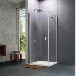 Huppe Design Pure 4-kąt drzwi prysznicowe 90 cm srebrny mat/szkło przezroczyste Anti-Plaque 8P0605.087.322