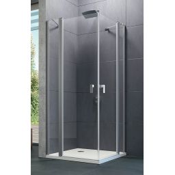 Hüppe Design Pure 4-kąt drzwi prysznicowe 80 cm srebrny połysk/szkło przezroczyste Anti-Plaque 8P0704.092.322