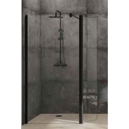 Hüppe Design Pure 4-kąt Walk-In ścianka prysznicowa 120 cm wolnostojąca srebrny mat/szkło przezroczyste Anti-Plaque 8P1207.087.322