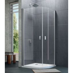 Huppe Design Pure 1/4 koła drzwi prysznicowe 90 cm uchylne srebrny połysk/szkło przezroczyste 8P1608.092.322