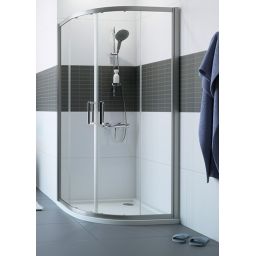 Hüppe Classics 2 1/4 koła kabina prysznicowa 90x90 cm półokrągła srebrny mat/szkło przezroczyste Anti-Plaque C20612.087.322