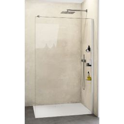 Hüppe Select+ Walk-In ścianka prysznicowa 90 cm wolnostojąca srebrny mat/szkło przezroczyste Anti-Plaque SL0203.087.322