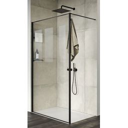 Hüppe Select+ Frame Walk-In ścianka prysznicowa 100 cm wolnostojąca black edition czarny mat/szkło przezroczyste Anti-Plaque SL0403123322