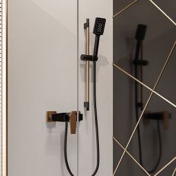 Invena Midnight Trend zestaw prysznicowy ścienny czarny mat/różowe złoto AU-35-014
