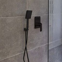 Invena Siros Black zestaw prysznicowy podtynkowy z deszczownicą czarny BS-90-011
