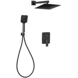 Invena Siros Black zestaw prysznicowy podtynkowy z deszczownicą czarny BS-90-011
