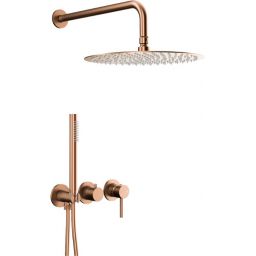 KFA Armatura Moza Rose Gold zestaw wannowo-prysznicowy podtynkowy z deszczownicą różowe złoto szczotkowane 5039-511-34