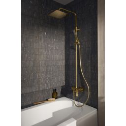 KFA Armatura Logon Brushed Light Gold zestaw wannowo-prysznicowy ścienny z deszczownicą złoty szczotkowany 5136-925-39