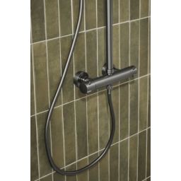 KFA Armatura Moza Gun Metal Grey zestaw prysznicowy ścienny termostatyczny z deszczownicą grafitowy 5736-920-61