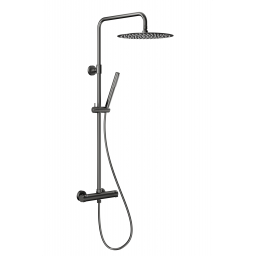 KFA Armatura Moza Gun Metal Grey zestaw prysznicowy ścienny termostatyczny z deszczownicą grafitowy 5736-920-61