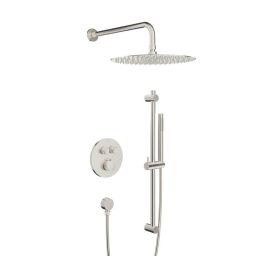 KFA Armatura Moza Brushed Nickel zestaw prysznicowy podtynkowy termostatyczny z deszczownicą nikiel szczotkowany 5739-330-21