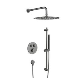 KFA Armatura Moza Gun Metal Grey zestaw prysznicowy podtynkowy termostatyczny z deszczownicą grafitowy 5739-330-61