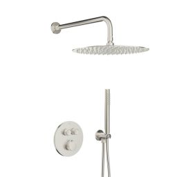 KFA Armatura Moza Brushed Nickel zestaw prysznicowy podtynkowy termostatyczny z deszczownicą nikiel szczotkowany 5739-530-21
