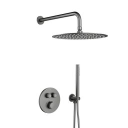 KFA Armatura Moza Gun Metal Grey zestaw prysznicowy podtynkowy termostatyczny z deszczownicą grafitowy 5739-530-61