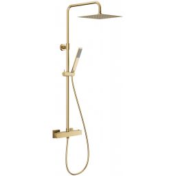 KFA Armatura Logon Brushed Light Gold zestaw prysznicowy ścienny termostatyczny z deszczownicą złoty szczotkowany 5746-920-39