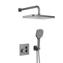 KFA Armatura Malaga Gun Metal Grey zestaw prysznicowy podtynkowy termostatyczny z deszczownicą grafit 5759-530-61
