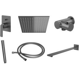Kohlman Experience Gray zestaw prysznicowy podtynkowy z deszczownicą 30 cm szczotkowany grafit QW210EGQ30