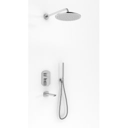 Kohlman Foxal zestaw wannowo-prysznicowy podtynkowy z deszczownicą 40 cm i wylewką chrom QW211FR40