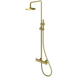 Kohlman Axel Gold zestaw prysznicowy ścienny z deszczownicą złoty szczotkowany QW276AGDB