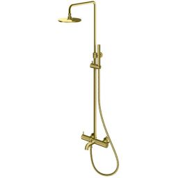Kohlman Axel Gray zestaw wannowo-prysznicowy ścienny z deszczownicą złoty szczotkowany QW277AGDB