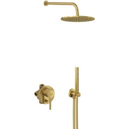 Kludi zestaw prysznicowy podtynkowy z deszczownicą złoty 38736N076