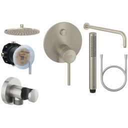 Kludi Bozz zestaw prysznicowy podtynkowy z deszczownicą nikiel szczotkowany (88022, 38759N576, 66514N5-00, 64325N5-00, 39120N5-00, 60547N5-00, 61071N5-00)