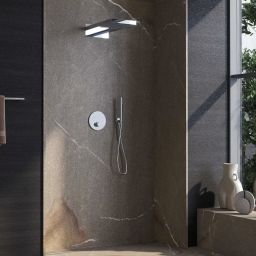 Zestaw Kronenbach Smart Push bateria wannowo-prysznicowa podtynkowa termostatyczna chrom z deszczownicą i kompletem natryskowym KB-Set11CR