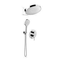 Ksuro 01 zestaw bateria wannowo-prysznicowa podtynkowa z deszczownicą i słuchawką 3-funkcyjną chrom 17000010