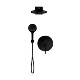Ksuro 01 zestaw bateria wannowo-prysznicowa podtynkowa z deszczownicą i słuchawką 3-funkcyjną czarny mat 17000030