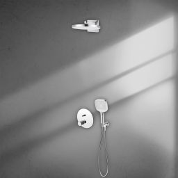 Ksuro 02 zestaw bateria wannowo-prysznicowa podtynkowa z deszczownicą i słuchawką 3-funkcyjną chrom 17012010