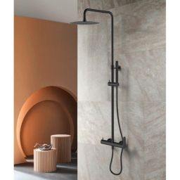 LaVita Cetus zestaw prysznicowy ścienny z deszczownicą czarny mat