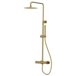 LaVita Spark zestaw prysznicowy ścienny z deszczownicą złoty