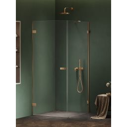 New Trendy Oxia Gold Brushed kabina prysznicowa 80x80 cm kwadratowa lewa złoty szczotkowany/szkło przezroczyste AXJ-0491-WU