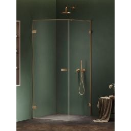 New Trendy Oxia Gold Brushed kabina prysznicowa 80x80 cm kwadratowa lewa złoty szczotkowany/szkło przezroczyste AXJ-0491