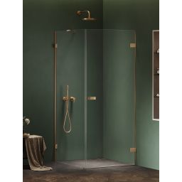 New Trendy Oxia Gold Brushed kabina prysznicowa 80x80 cm kwadratowa prawa złoty szczotkowany/szkło przezroczyste AXJ-0515-WU