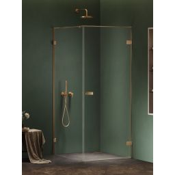 New Trendy Oxia Gold Brushed kabina prysznicowa 80x80 cm kwadratowa prawa złoty szczotkowany/szkło przezroczyste AXJ-0515