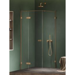 New Trendy Oxia Gold Brushed kabina prysznicowa 80x80 cm kwadratowa lewa złoty szczotkowany/szkło przezroczyste AXJ-0533