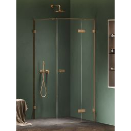 New Trendy Oxia Gold Brushed kabina prysznicowa 80x80 cm kwadratowa prawa złoty szczotkowany/szkło przezroczyste AXJ-0563