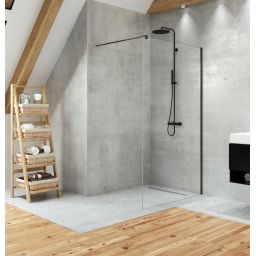 New Trendy Velio Black ścianka prysznicowa 80 cm czarny mat/szkło przezroczyste D-0141B