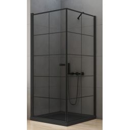 New Trendy New Soleo Black kabina prysznicowa 90x90 cm kwadratowa czarny mat/szkło ze wzorem D-0285A/D-0120B