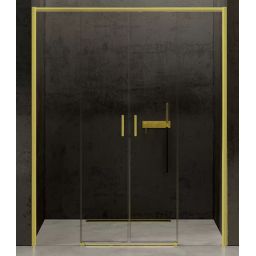 New Trendy Prime Light Gold drzwi prysznicowe 160 cm wnękowe złote/szkło przezroczyste D-0445A