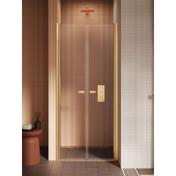 New Trendy New Soleo drzwi prysznicowe 90 cm uchylne złoty szczotkowany/szkło przezroczyste D-0745A